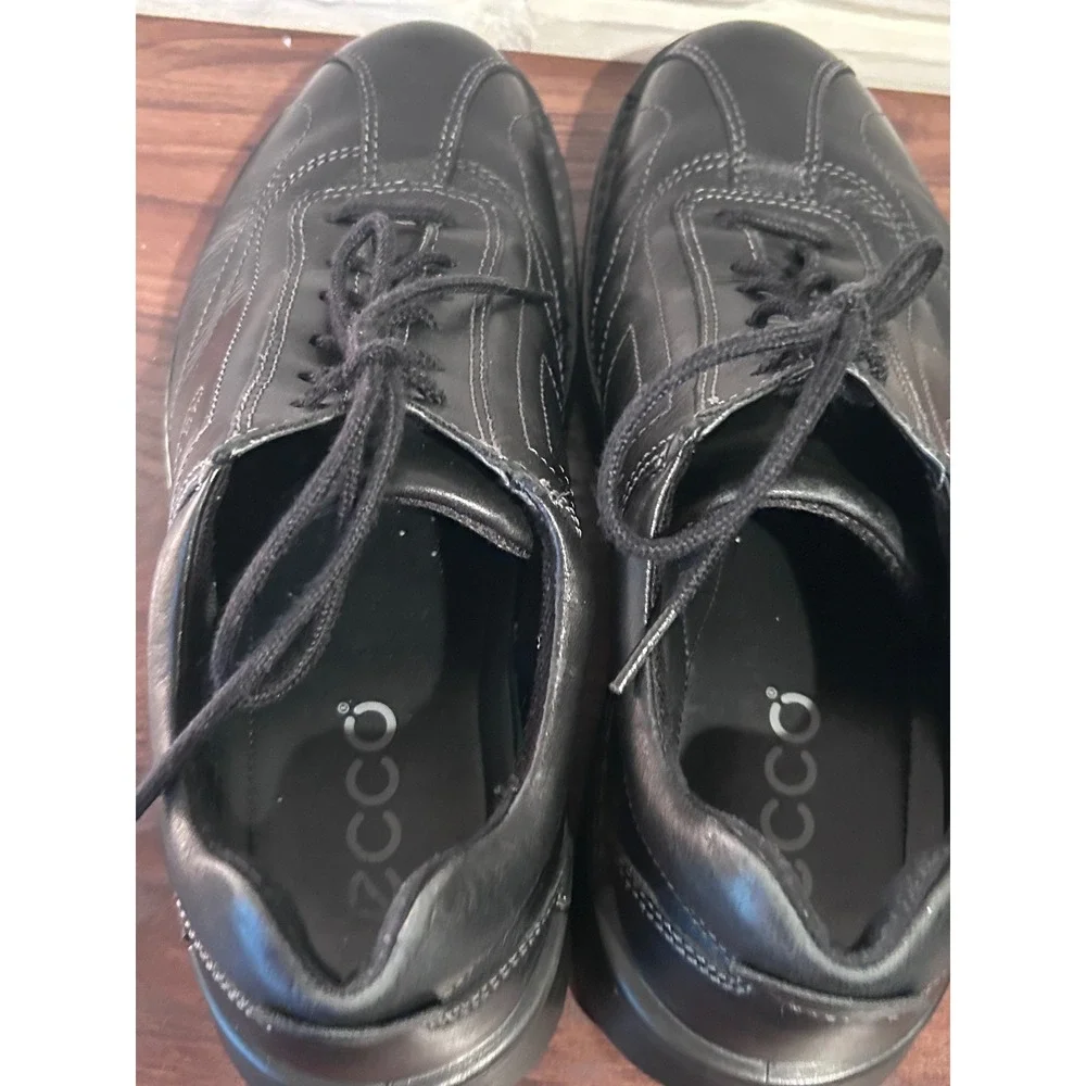 ECCO Light Shock Point Mens Black Leather‎ Lace Up Oxford Shoes EU 44 US 10-10.5